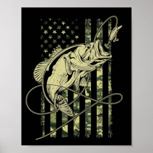 Bass Vissen American Flag USA Fisherman Poster