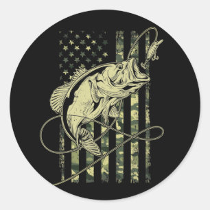 Bass Vissen American Flag USA Fisherman Ronde Sticker