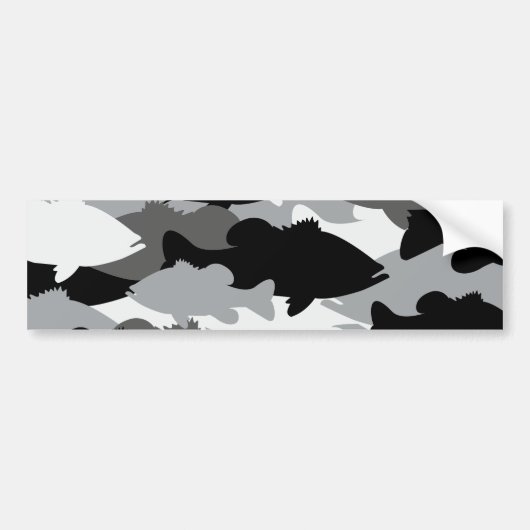 Bass Vissen Black Camo Bumpersticker (Voorkant)