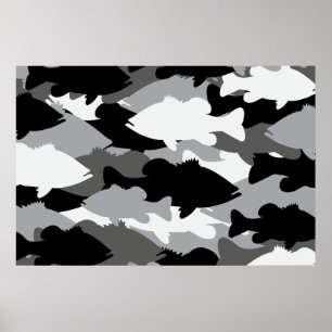 Bass Vissen Black Camo Poster