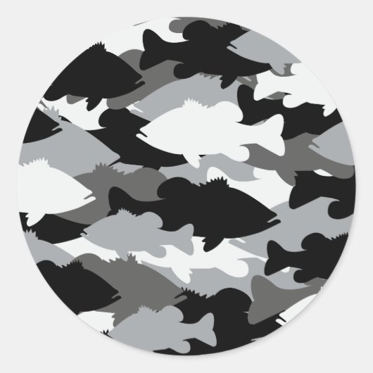 Bass Vissen Black Camo Ronde Sticker (Voorkant)