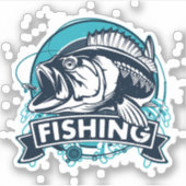 Bass Vissen Blue Sticker | Afgesneden Sticker (Voorkant)