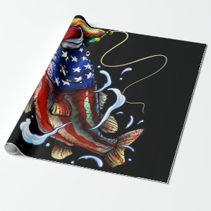 Bass Vissen Fish American Flag Patriotic Vist Cadeaupapier