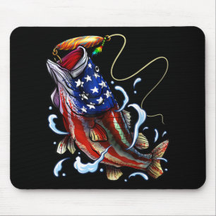 Bass Vissen Fish American Flag Patriotic Vist Muismat