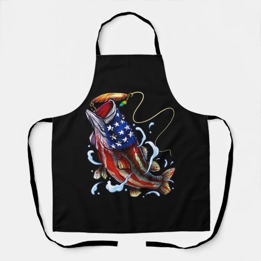 Bass Vissen Fish American Flag Patriotic Vist Schort (Voorkant)