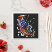 Bass Vissen Fish American Flag Patriotic Vist Servet (Insitu)