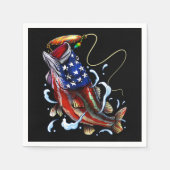 Bass Vissen Fish American Flag Patriotic Vist Servet (Voorkant)