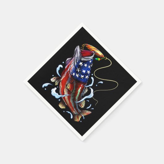Bass Vissen Fish American Flag Patriotic Vist Servet (Hoek)