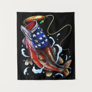 Bass Vissen Fish American Flag Patriotic Vist Wandkleed