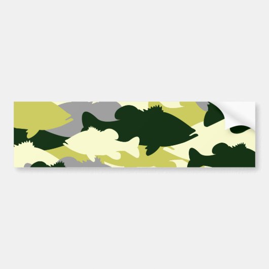 Bass Vissen Green Camo Bumpersticker (Voorkant)