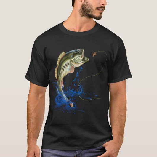 Bass Vissen Largemouth Jumping Fish T-shirt (Voorkant)