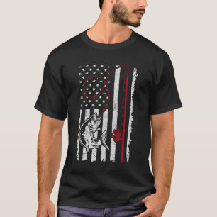 Bass vissen liefhebber Amerikaanse vlag vis humor T-shirt