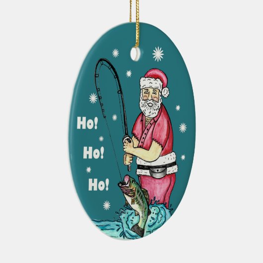 Bass Vissen Santa Claus Kerstmis Keramisch Ornament (Rechts)