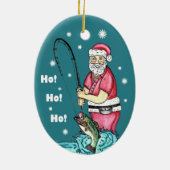 Bass Vissen Santa Claus Kerstmis Keramisch Ornament (Achterkant)