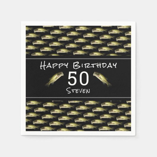 Bass Vist 50th Birthday Black Mannen Persoonlijk Servet (Voorkant)