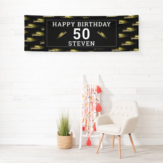 Bass Vist 50th Happy Birthday op persoonlijke tite Spandoek (Insitu)