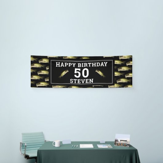 Bass Vist 50th Happy Birthday op persoonlijke tite Spandoek (Beurs)