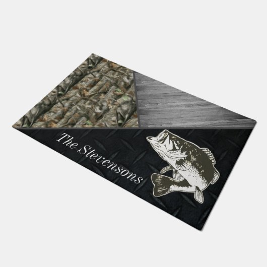 Bass Vist familienaam Camo Welkom Deurmat (Schuin)