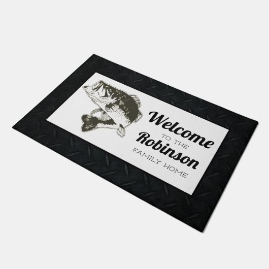 Bass Vist familienaam Welkom Mat (Schuin)