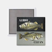 Bass Vist Mannen Hobby Clean Dirty Dishwasher Magneet (Voorkant / Achterkant)