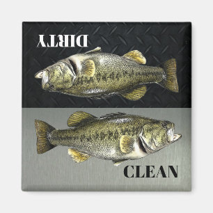 Bass Vist Mannen Hobby Clean Dirty Dishwasher Magneet