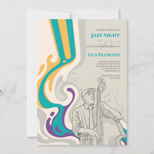 Bass Waves Musical Birthday Invitation Kaart (Voorkant)