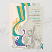 Bass Waves Musical Birthday Invitation Kaart (Voorkant / Achterkant)