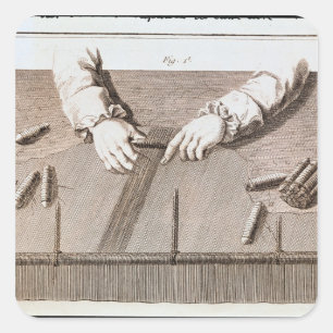 Basse-Lisse-techniek op de tapijten van Gobelins Vierkante Sticker