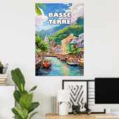Basse-Terre, omgeving van golven Poster (Thuiskantoor)