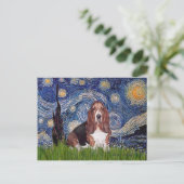 Basset 1 - Sterrennacht Briefkaart (Staand voorkant)