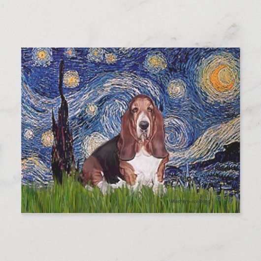 Basset 1 - Sterrennacht Briefkaart (Voorkant)