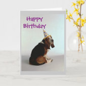 Basset Birthday Dog Kaart (Gele Bloem)
