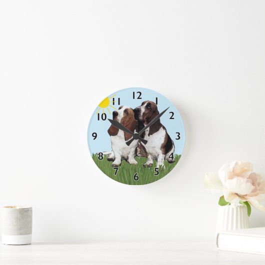 Basset Buddies Clock Ronde Klok (Huis)