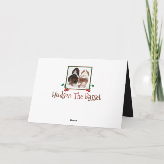 Basset & Cherry Pie op Funny Vaderdag Card Kaart (Achterkant)