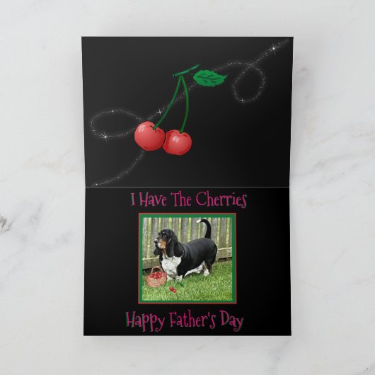 Basset & Cherry Pie op Funny Vaderdag Card Kaart (Binnen)