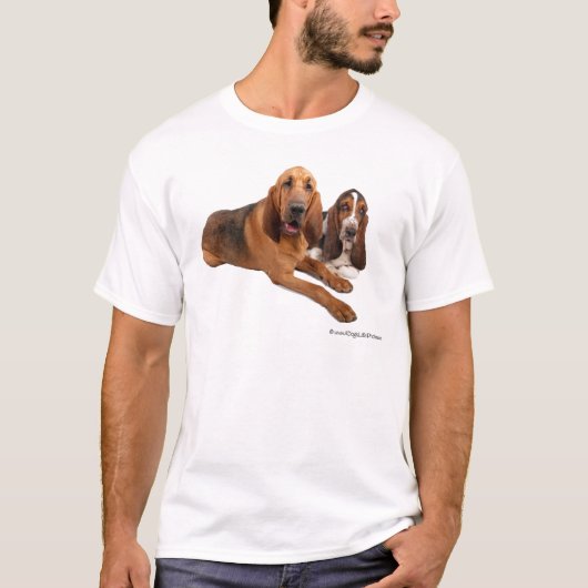 Basset en Bloodhound Buddies T-shirt (Voorkant)