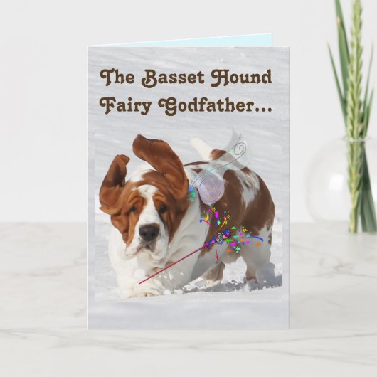 Basset Fairy Godfather op de Kaart van Funny Birth (Voorkant)