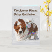 Basset Fairy Godfather op de Kaart van Funny Birth (Gele Bloem)