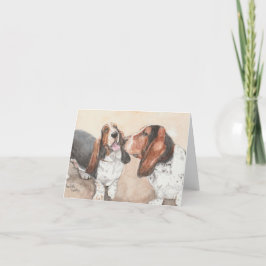 Basset Friends Dog Art Waterverf Note Kaart