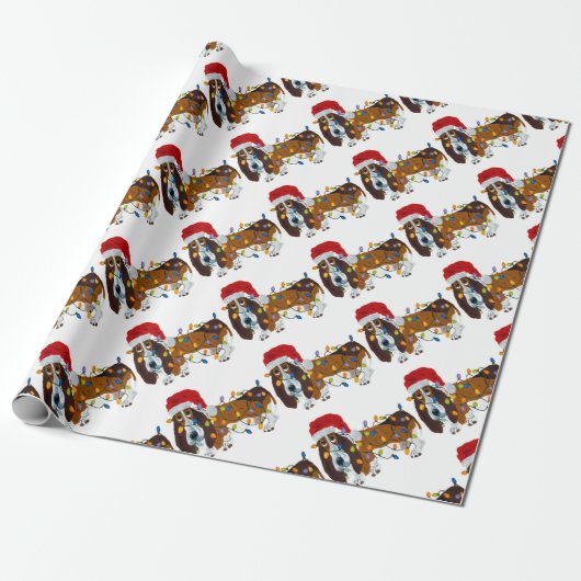 Basset gepantserd met kerstlampjes cadeaupapier (Uitgerold)