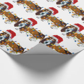 Basset gepantserd met kerstlampjes cadeaupapier (Hoek)