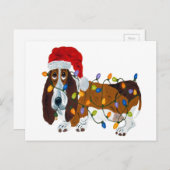 Basset gepantserd met kerstlampjes feestdagenkaart (Voorkant / Achterkant)