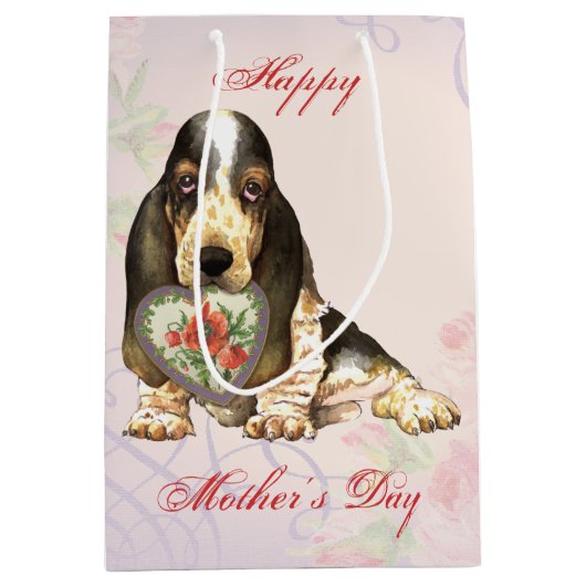 Basset Heart mama Medium Cadeauzakje (Voorkant)
