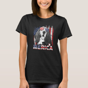 Basset Hond 4 juli Amerikaanse vlag Merica D T-shirt