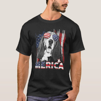 Basset Hond 4 juli Amerikaanse vlag Merica D T-shirt