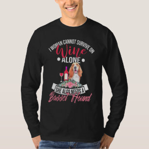 Basset Hond and Wine Shirt for Basset Dog Moms