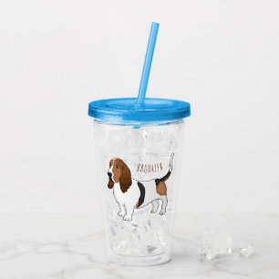Basset hond cartoon illustratie acryl drinkbeker