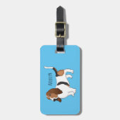 Basset hond cartoon illustratie bagagelabel (Voorkant verticaal)