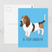 Basset hond cartoon illustratie briefkaart (Voorkant / Achterkant)