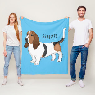 Basset hond cartoon illustratie fleece deken